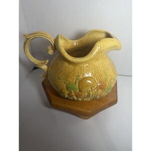 Vintage 1977 Signed‎ Gainey's Studio Pottery Pitcher Mushroom Design